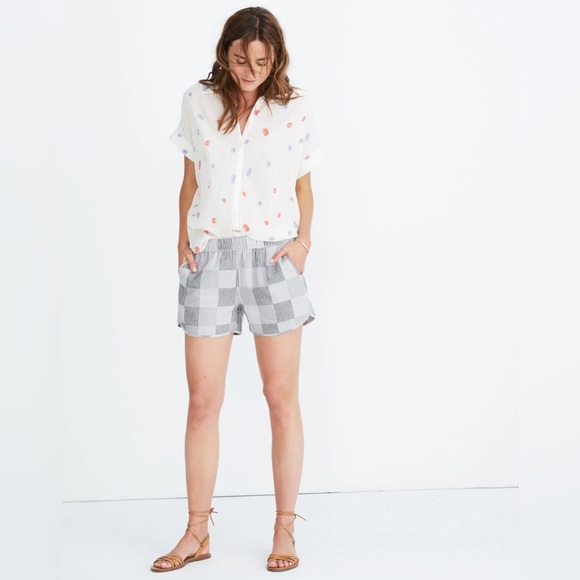 Shorts Pull-On Shorts Women's in Striped Check Cotton Summer Madewell - Picture 3 of 16